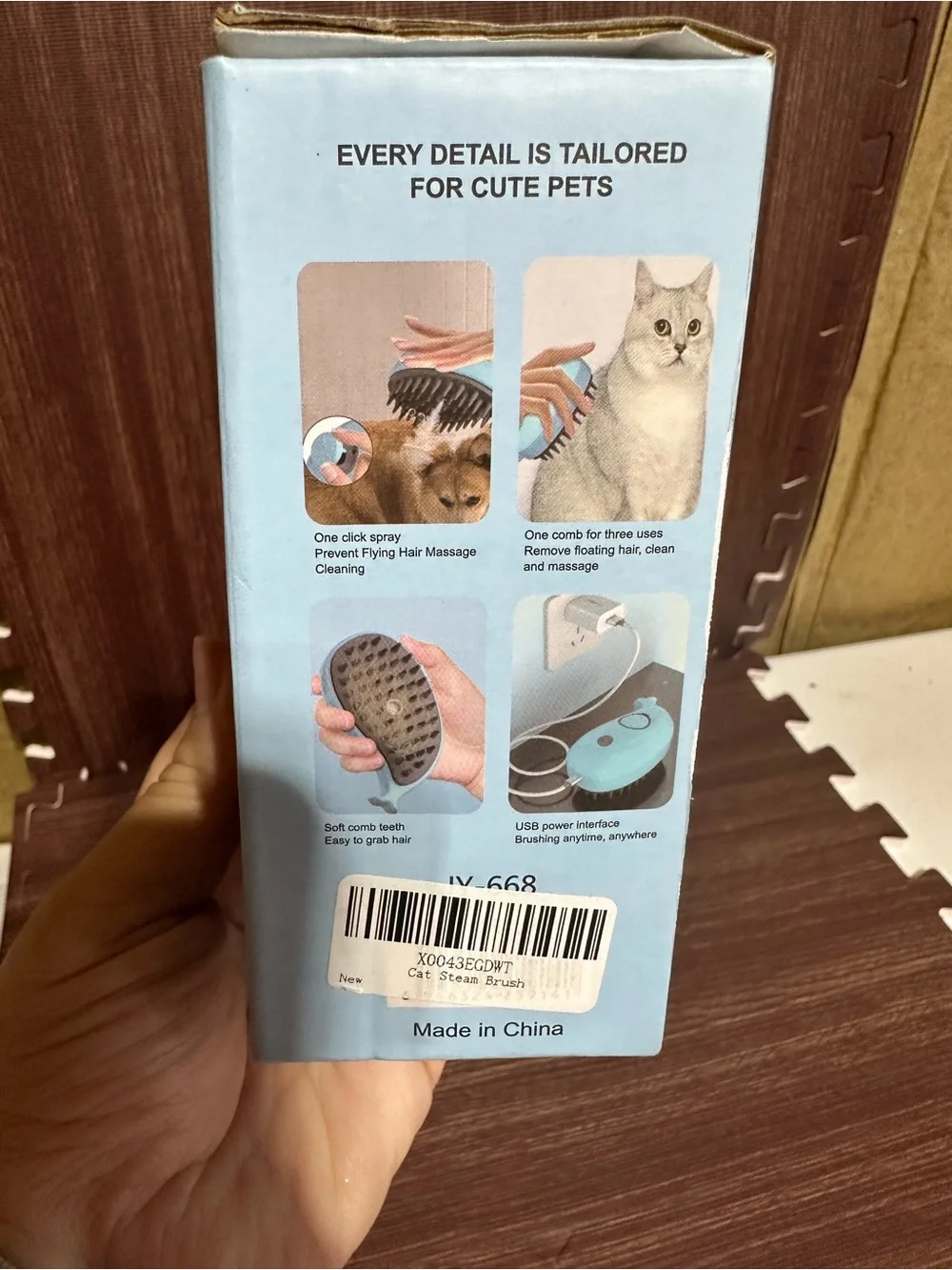 Pet Spray Massage Comb - Light Blue Grooming Brush